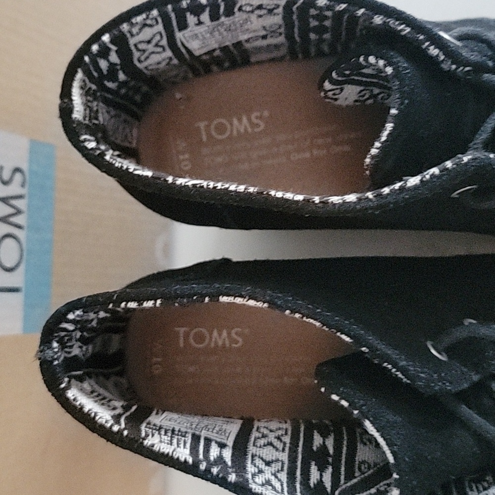 Toms Black Suede Women's Boots Desert Wedge Shoes 10 - Picture 6 of 9